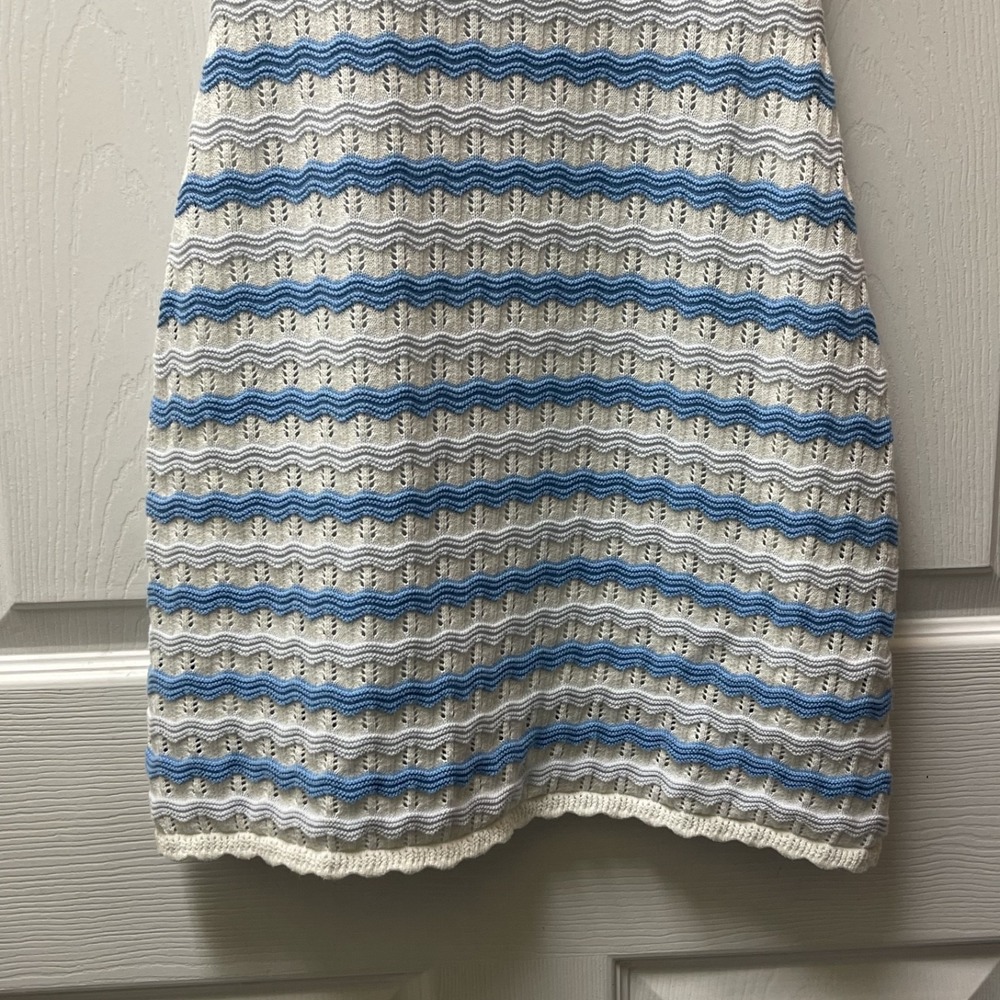 Hollister Women's XS Blue/White Striped Lined Crochet Dress Nautical Preppy Surf - Picture 5 of 11